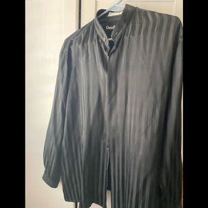 Vintage 90s pure silk shirt Genelli black men’s M. Stripped.